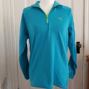 NWOT blue and green quarter zip Puma pullover